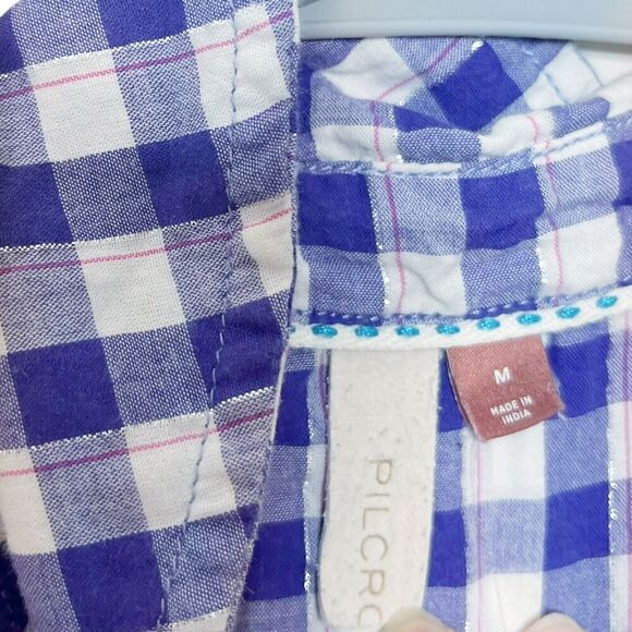 Anthropologie Pilcro Deb Ombre Shirt Women’s Size Medium Blue Gingham Button Top - Picture 9 of 11